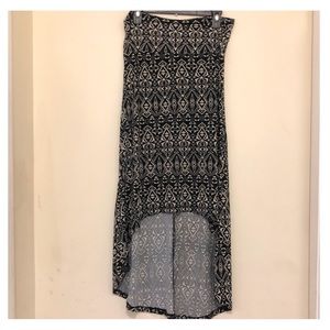 Black And Tan Printed High Low Skirt